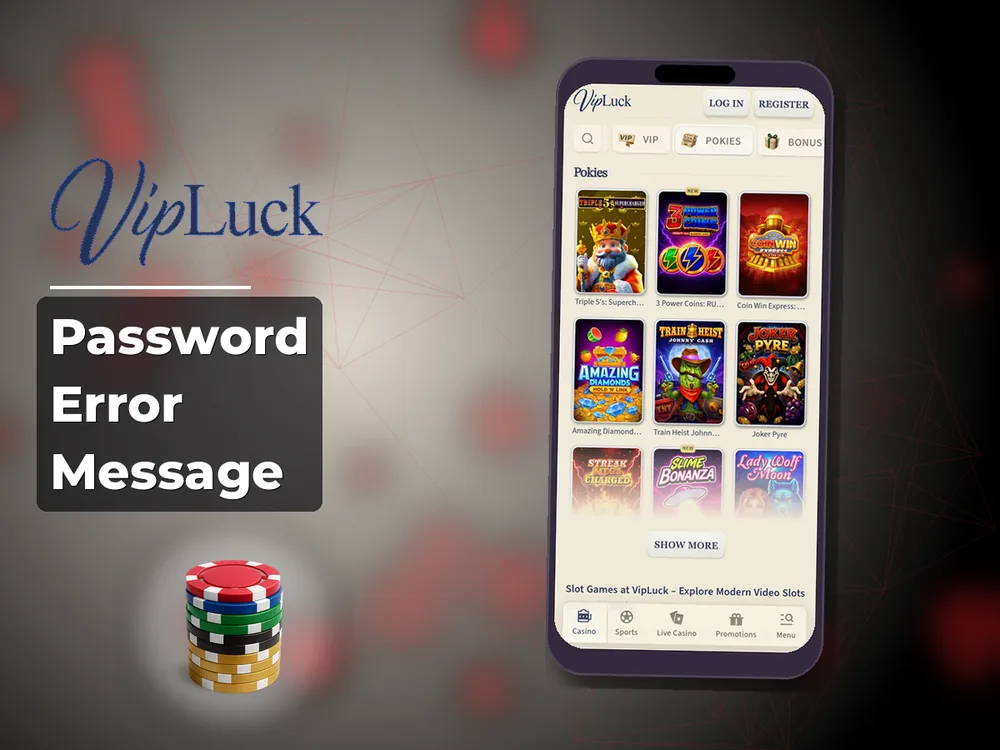 vipluck - Password Error Message